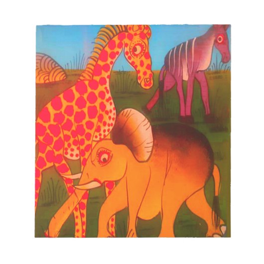 Kleurrijke Afrikaanse kleuren van wilde dierenbesc Notitieblok (Voorkant)