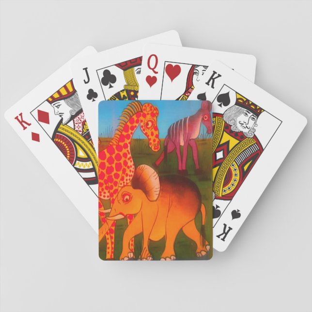 Kleurrijke Afrikaanse kleuren van wilde dierenbesc Pokerkaarten (Achterkant)