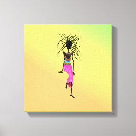 Kleurrijke Afrikaanse kunst, Geweldige vrouwelijke Canvas Afdruk