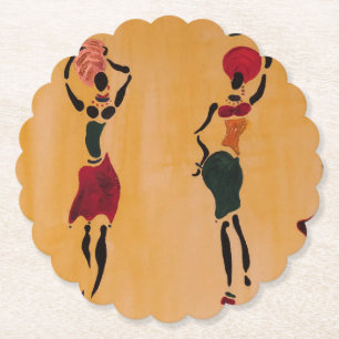 Kleurrijke Afrikaanse kunst met vrouwen Kartonnen Onderzetters