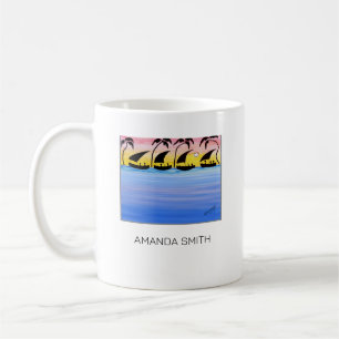 Kleurrijke, Afrikaanse kunst, zonsondergang zeilbo Koffiemok