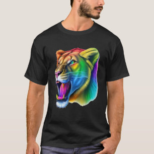 Kleurrijke afrikaanse leeuwen leeuwenkop leeuwendi t-shirt