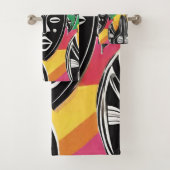 Kleurrijke Afrikaanse Maskers Tribal Bad Handdoek (Insitu)