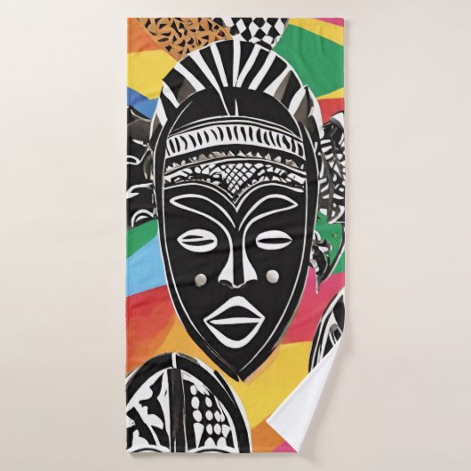 Kleurrijke Afrikaanse Maskers Tribal Bad Handdoek (Badhanddoek)