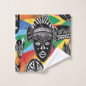 Kleurrijke Afrikaanse Maskers Tribal Bad Handdoek (Wasdoekje)