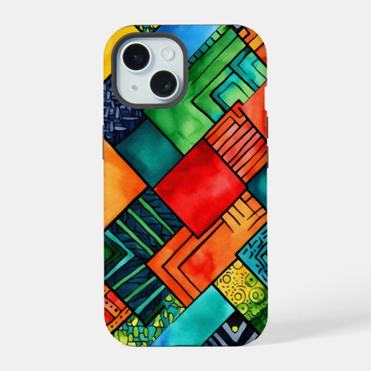Kleurrijke Afrikaanse Print iPhone 15iPhone / iPad 15 Case (Achterkant)