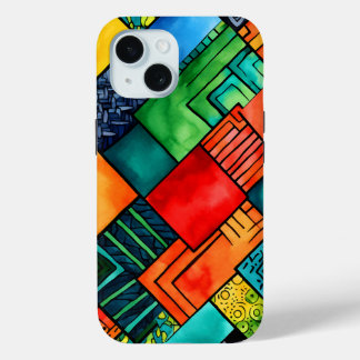 Kleurrijke Afrikaanse Print iPhone 15iPhone / iPad iPhone 15 Case