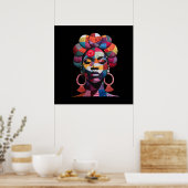 Kleurrijke Afrikaanse Vrouw Poster (Keuken)