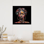 Kleurrijke Afrikaanse Vrouw Poster (Keuken)