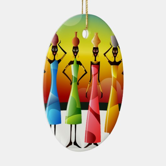 Kleurrijke Afrikaanse vrouwen met schepen Keramisch Ornament (Rechts)