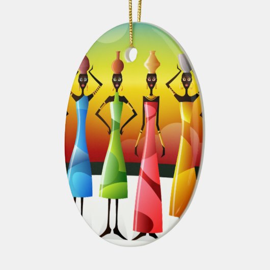 Kleurrijke Afrikaanse vrouwen met schepen Keramisch Ornament (Links)