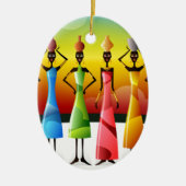 Kleurrijke Afrikaanse vrouwen met schepen Keramisch Ornament (Voorkant)