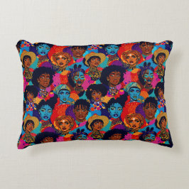 Kleurrijke Afrikaanse vrouwen op blauw Accent Kussen