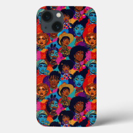 Kleurrijke Afrikaanse vrouwen op blauw Case-Mate iPhone Case