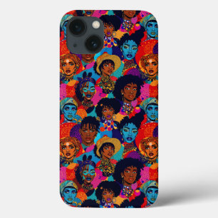 Kleurrijke Afrikaanse vrouwen op blauw Case-Mate iPhone Case