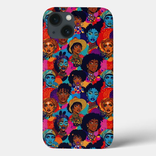 Kleurrijke Afrikaanse vrouwen op blauw Case-Mate iPhone Case (Achterkant)