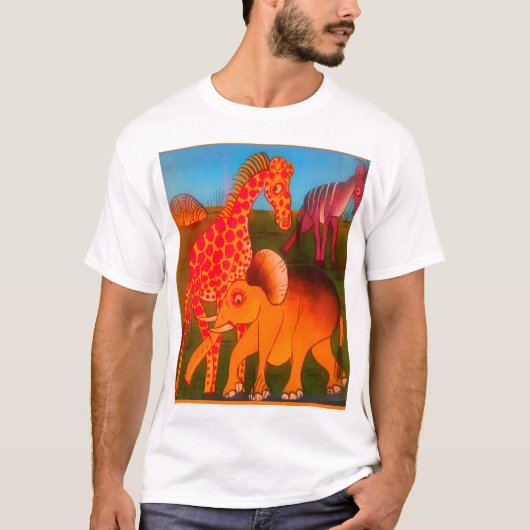 Kleurrijke Afrikaanse wilde dier safari kleuren Ar T-shirt (Voorkant)