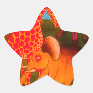 Kleurrijke Afrikaanse wilde dieren kleuren ontwer Ster Sticker
