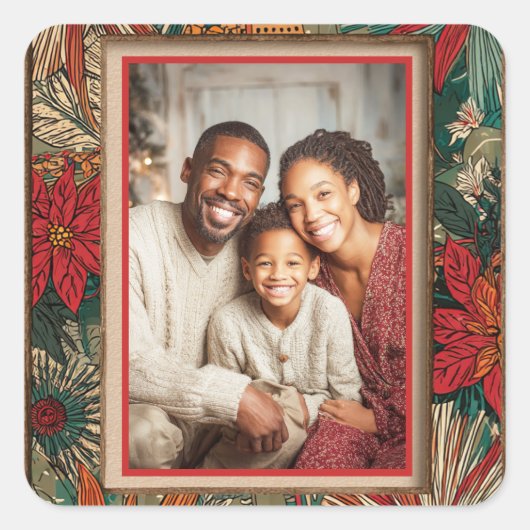Kleurrijke Afro-Boho Prettig Kerstfeest Vierkante Sticker (Voorkant)