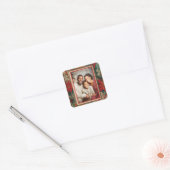 Kleurrijke Afro-Boho Prettig Kerstfeest Vierkante Sticker (Envelop)