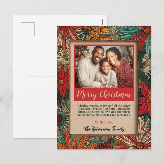 Kleurrijke Afro-Boho vrolijke kerst Feestdagenkaart (Voorkant / Achterkant)