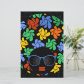 Kleurrijke Afro Liefde Briefpapier (Staand voorkant)