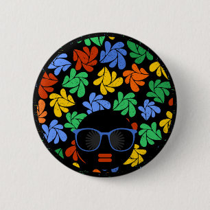 Kleurrijke Afro Liefde Ronde Button 5,7 Cm