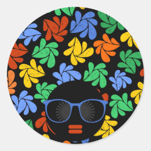 Kleurrijke Afro Liefde Ronde Sticker