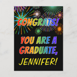 Kleurrijke Afstudeer Felicitaties + Aangepaste Naa Briefkaart