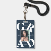 kleurrijke afstudeeraankondiging in vet script sch badge (Voorzijde met lanyard)