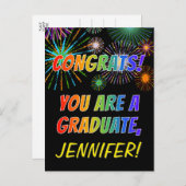 Kleurrijke Afstudeerfelicitatie + Eigen Naam Briefkaart (Voorkant / Achterkant)