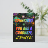 Kleurrijke Afstudeerfelicitatie + Eigen Naam Briefkaart (Staand voorkant)