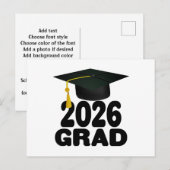Kleurrijke afstudeerhoed Klas van 2026 Afstuderen Briefkaart (Voorkant / Achterkant)
