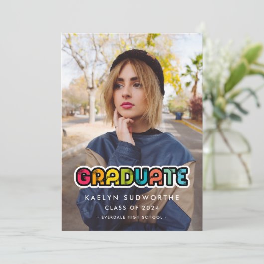  kleurrijke Afstuderen foto Aankondiging (Staand voorkant)