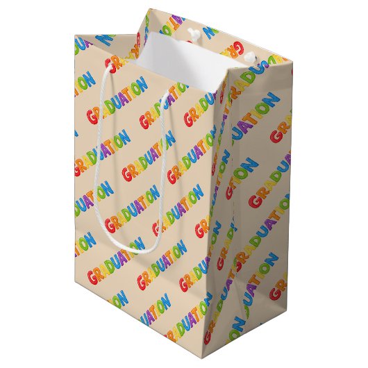 Kleurrijke Afstuderen Medium Cadeauzakje (Voorkant Gekanteld)