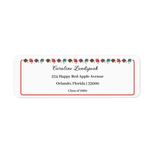 Kleurrijke Afstuderen Petten Klasse van 2025 Adres Etiket (Voorkant)