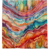 Kleurrijke Agaat Geode Edelsteen (2) Douchegordijn (Voorkant)