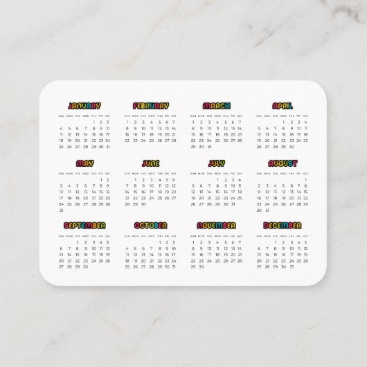 Kleurrijke Agenda 2025 corporate Visitekaartje (Achterkant)