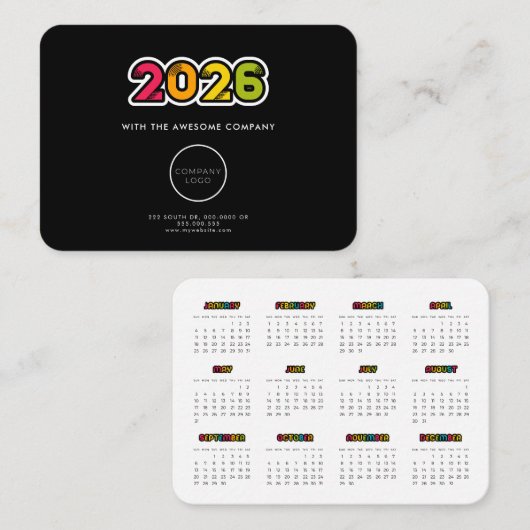 Kleurrijke Agenda 2025 corporate Visitekaartje (Voorkant / Achterkant)