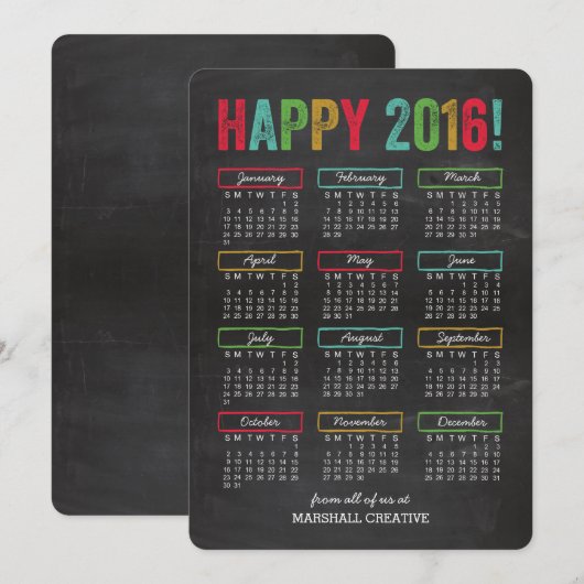 Kleurrijke agenda visitekaartjes feestdagenkaart (Voorkant / Achterkant)