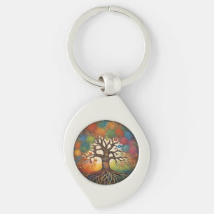Kleurrijke AI Generated Tree of Life Sleutelhanger