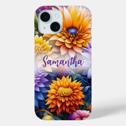 kleurrijke AI kunstbloemen gepersonaliseerd Case-Mate iPhone Case (Achterkant)