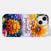 kleurrijke AI kunstbloemen gepersonaliseerd Case-Mate iPhone Case (Achterkant (horizontaal))