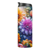  kleurrijke AI kunstbloemen gepersonaliseerd Thermosbeker (Geroteerd rechts)