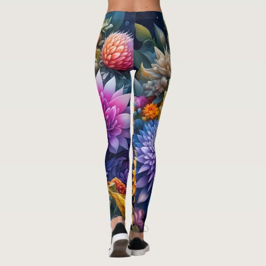  kleurrijke AI kunstbloemen Leggings (Achterkant)