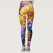 kleurrijke AI kunstbloemen Leggings (Voorkant)