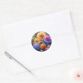 kleurrijke AI kunstbloemen Ronde Sticker (Envelop)