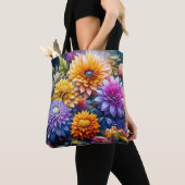 kleurrijke AI kunstbloemen Tote Bag (Dichtbij)