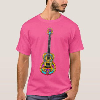 Kleurrijke akoestische gitaar t-shirt