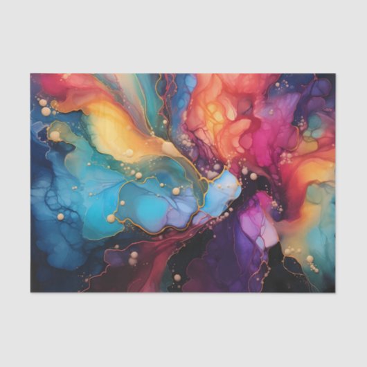 Kleurrijke Alcohol Ink Art Fluid Painting Tissuepapier (Voorkant)